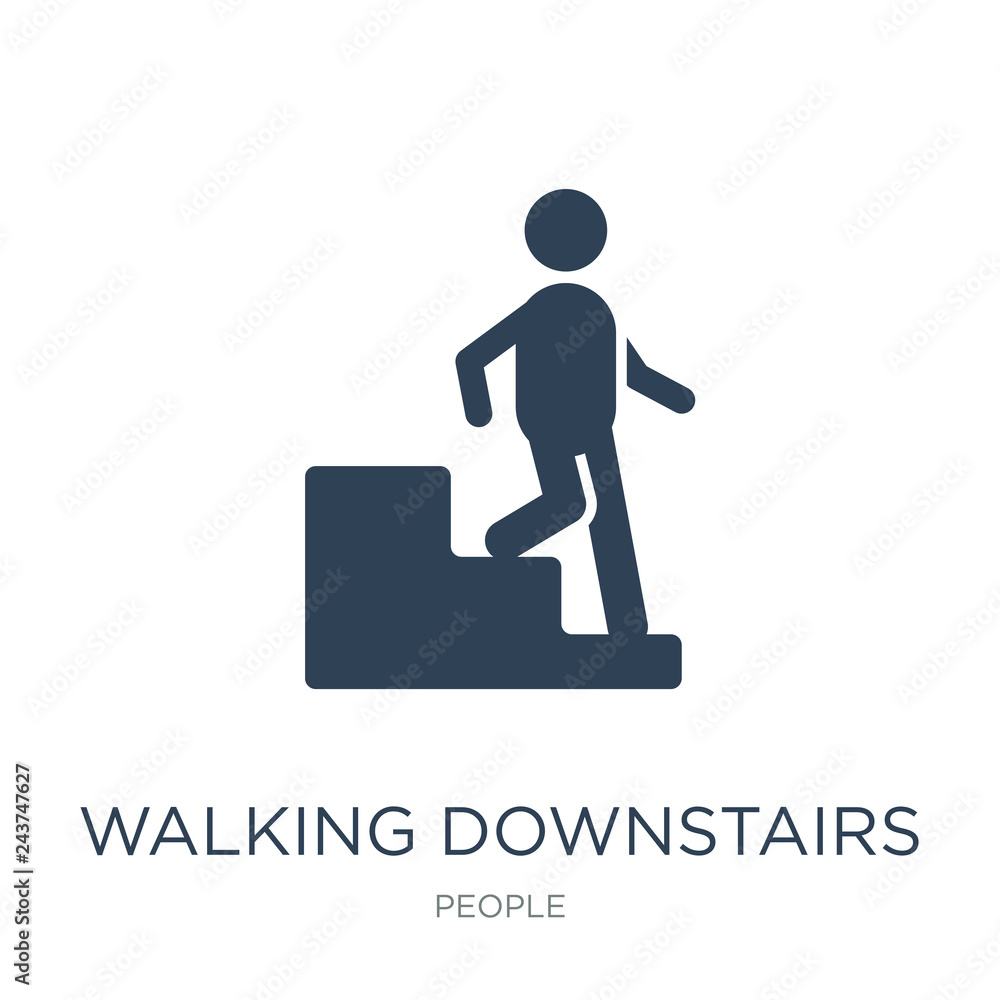 walking downstairs icon vector on white background, walking down