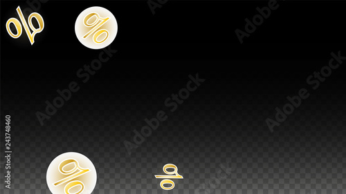 Luxury Vector Gold Percentage Sign Confetti on Transparent. Percent Sale Background. Business, Economics Print. Discount Illustration. Promotion Poster. Black Friday Banner. Special offer Template.