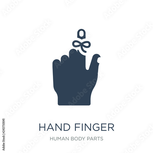 hand finger with a ribbon icon vector on white background, hand