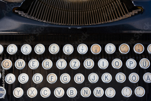 Closeup of old typewriter keyboard