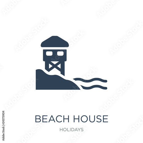 Fototapeta Naklejka Na Ścianę i Meble -  beach house icon vector on white background, beach house trendy