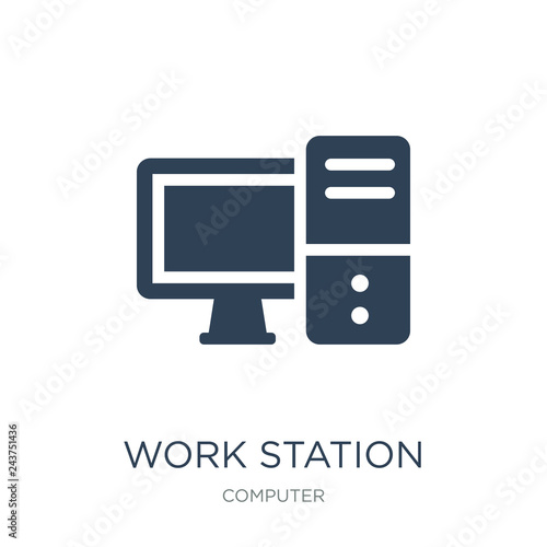 work station icon vector on white background, work station trend