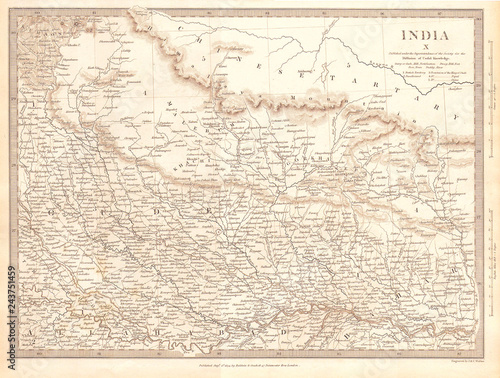 1834, S.D.U.K. Map of North India, Nepal, and Allahabad