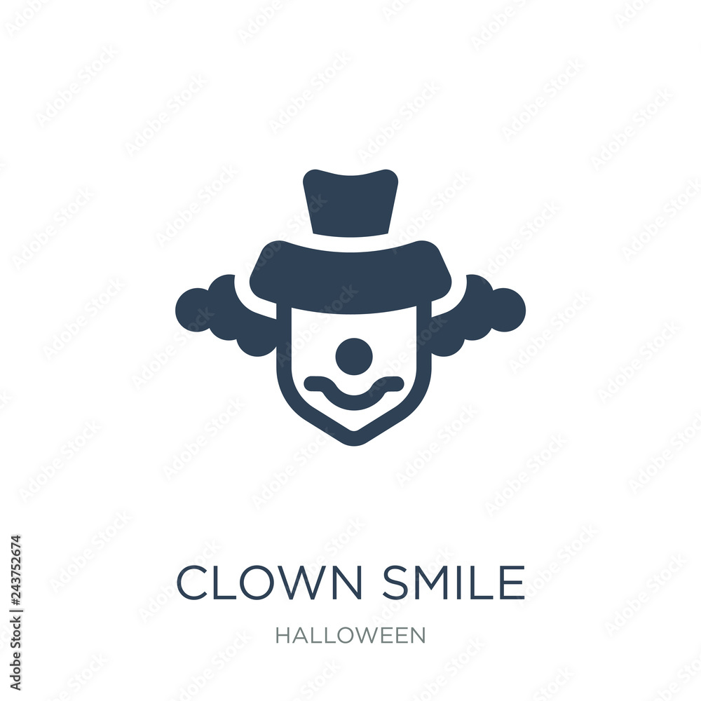 clown smile icon vector on white background, clown smile trendy