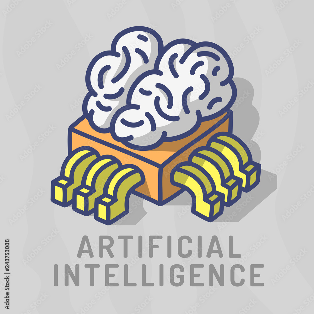 Artificial Intelligence Themed Design Hand Drawn Cartoon Funny Illustration With Computer Cpu Processor Chip And Human Brain Concept Vector Graphic Stock Vector | Adobe Stock Artificial Intelligence Themed Design Hand Drawn Cartoon Funny Illustration With Computer Cpu Processor Chip And Human Brain Concept Vector Graphic Stock Vector | Adobe Stock