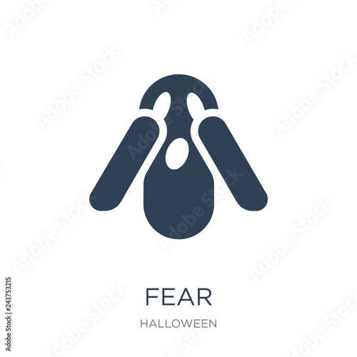 fear icon vector on white background, fear trendy filled icons f