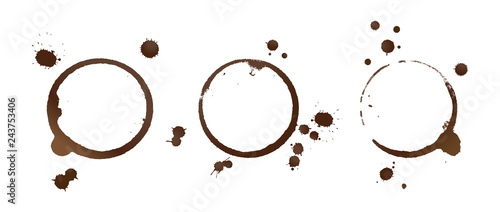 Coffee stain rings isolated on white background