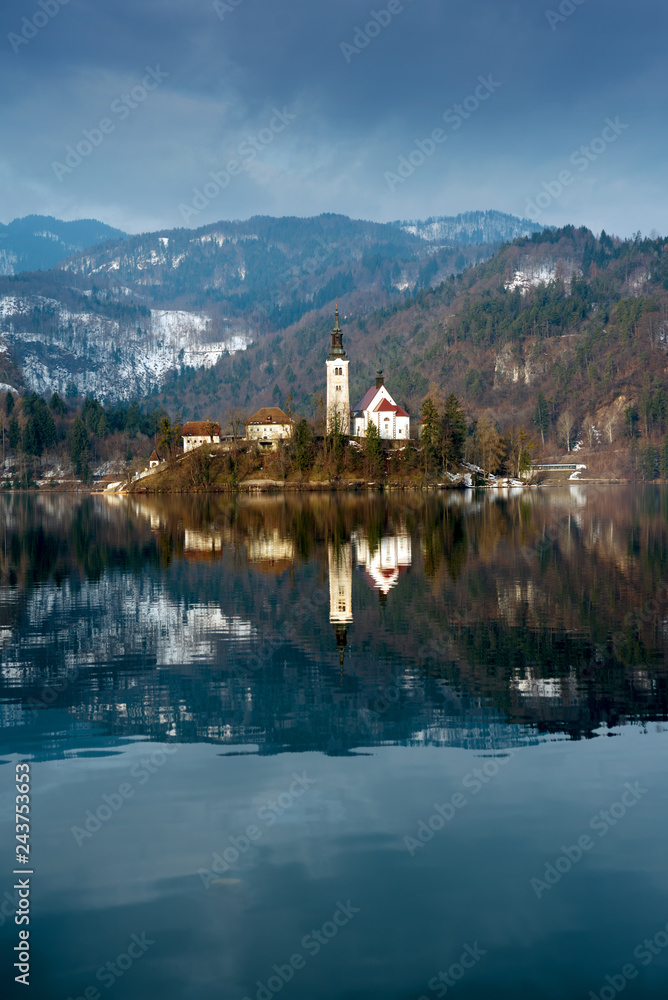 Monastery on lake Bled lake, Slovenia