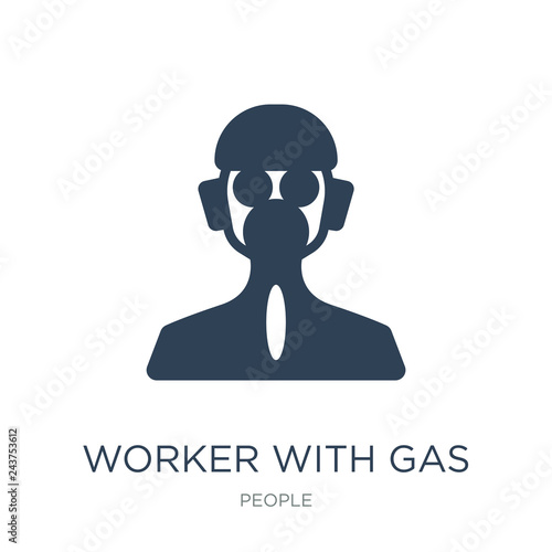 Fototapeta Naklejka Na Ścianę i Meble -  worker with gas mask icon vector on white background, worker wit