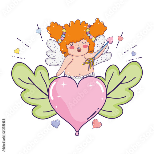 cute cupid chubby girl with heart