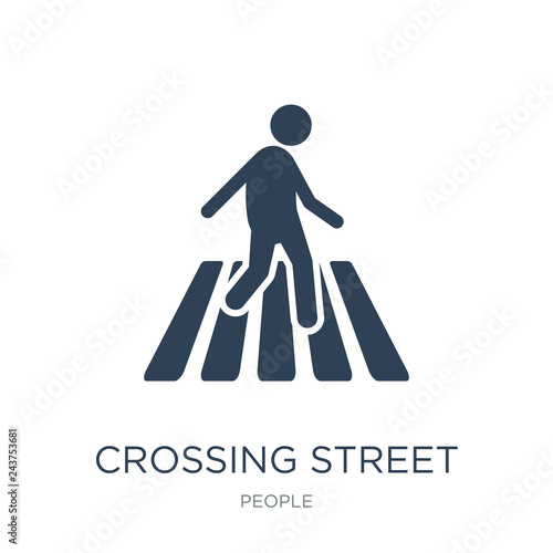 crossing street icon vector on white background, crossing street