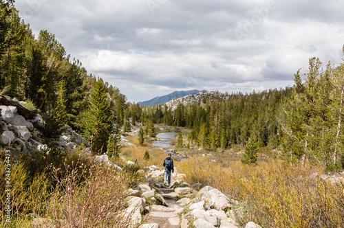 Hiker in Little Lakes Valley, California
