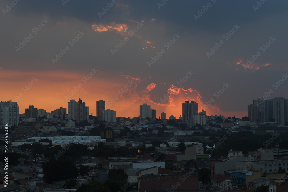 Sunset in Latin America big city