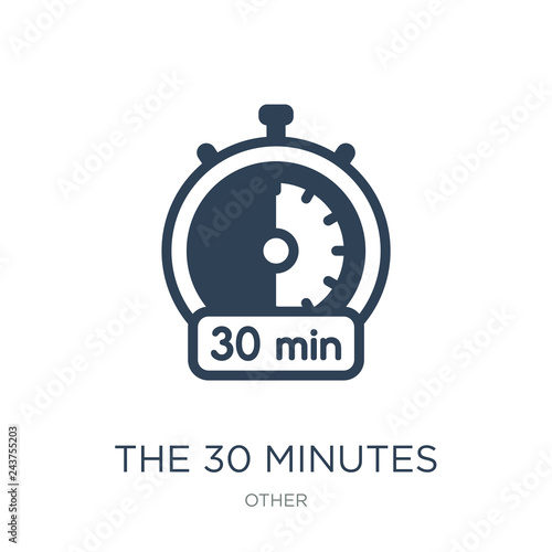 the 30 minutes icon vector on white background, the 30 minutes t
