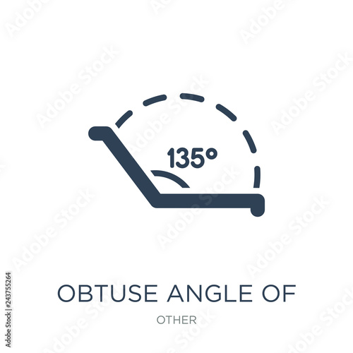 obtuse angle of 135 degrees icon vector on white background, obt