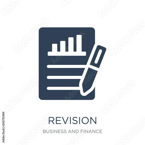 revision icon vector on white background, revision trendy filled