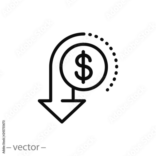 money back or reward icon, cashback linear sign on white background - editable vector illustration eps10