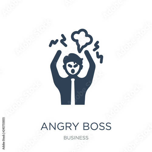 angry boss icon vector on white background, angry boss trendy fi