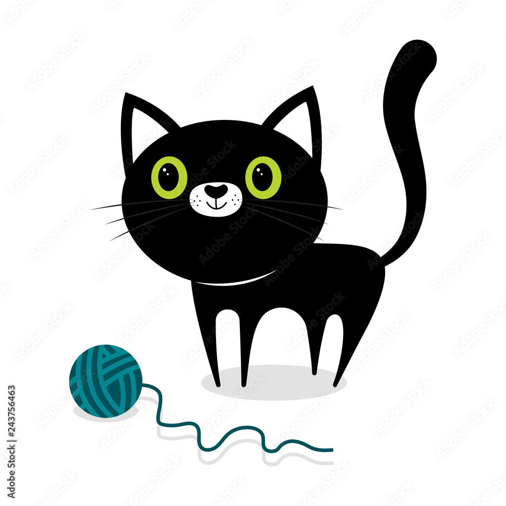 Obraz premium black cat with ball