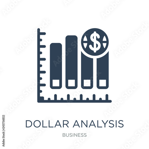 dollar analysis bars chart icon vector on white background, doll