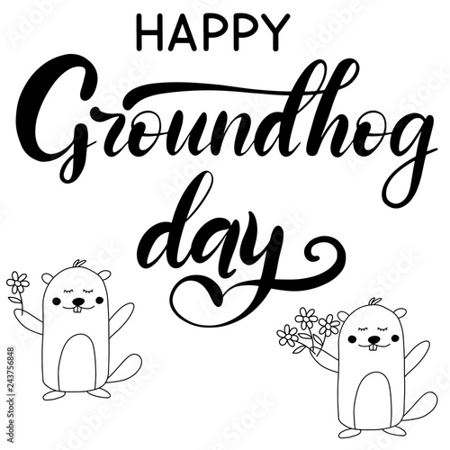 Vector lettering illustration for grounhog day photo