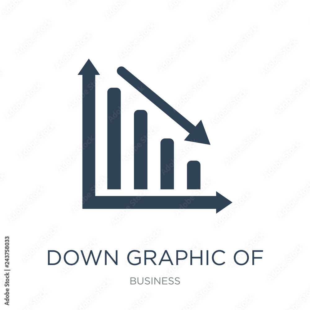 down graphic of business stats icon vector on white background, down graphic of business stats icon vector on white background,