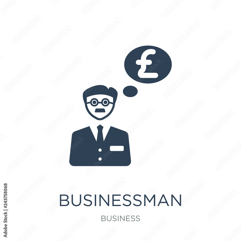 businessman with pounds message in a speech bubble icon vector o businessman with pounds message in a speech bubble icon vector o