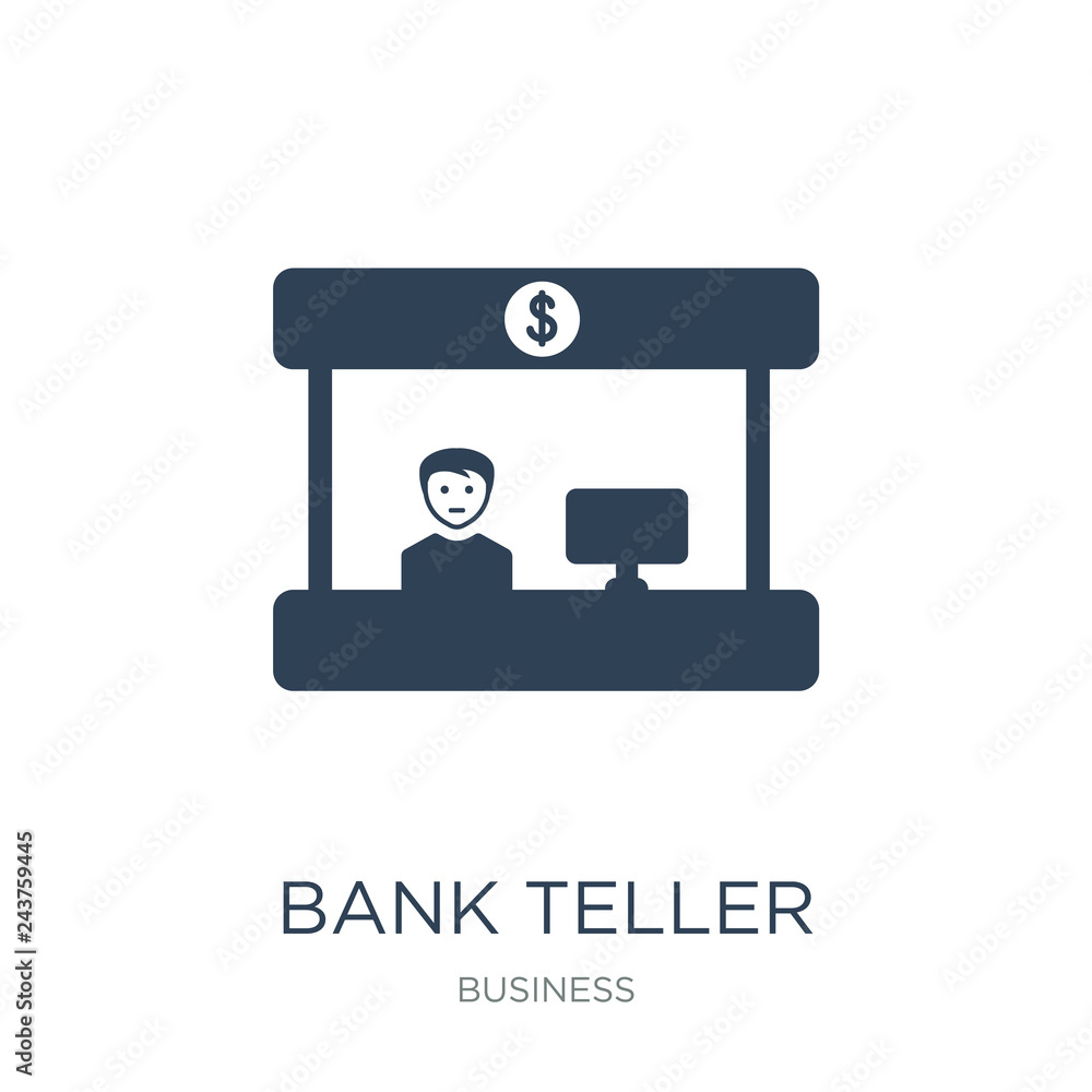 bank teller icon vector on white background, bank teller trendy