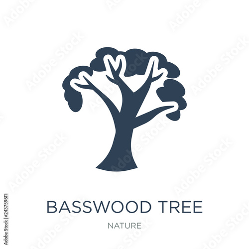 basswood tree icon vector on white background, basswood tree tre