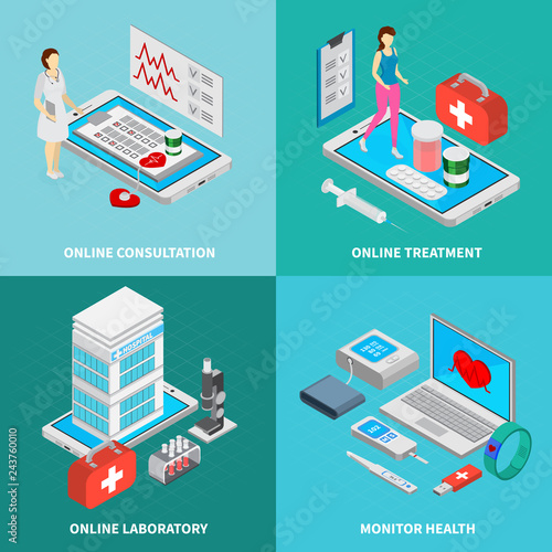 Mobile Medicine Concept  Icons Set