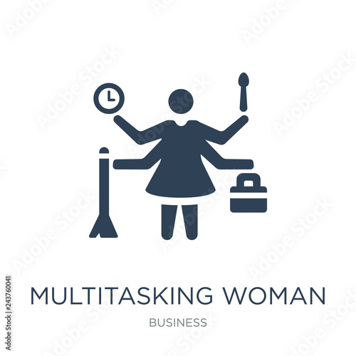 multitasking woman icon vector on white background, multitasking