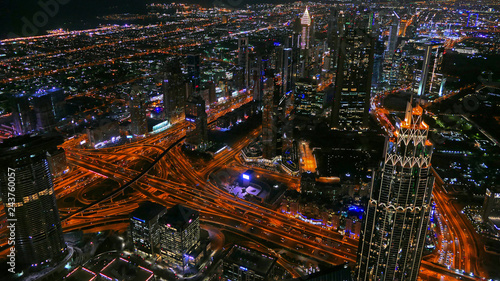 Night cityscape of Dubai downtown, United Arab Emirates
