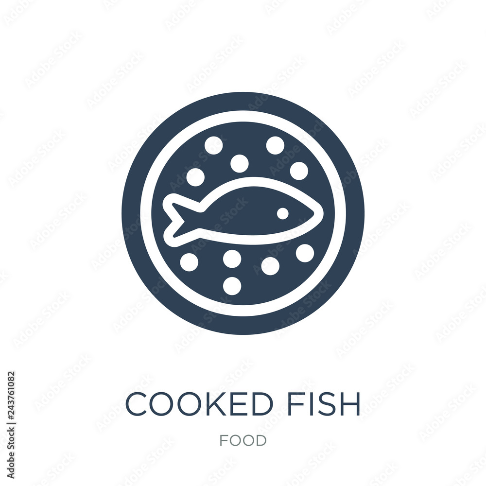 Fototapeta premium cooked fish icon vector on white background, cooked fish trendy