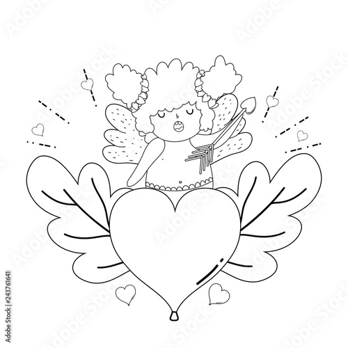 cute cupid chubby girl with heart