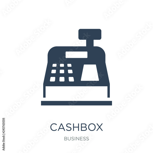 cashbox icon vector on white background, cashbox trendy filled i