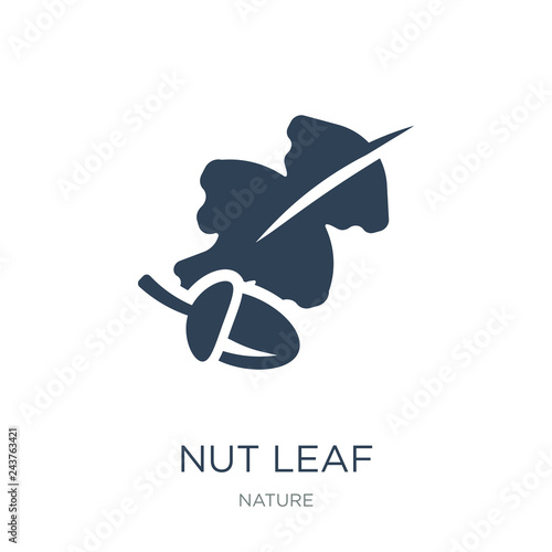 nut leaf icon vector on white background, nut leaf trendy filled