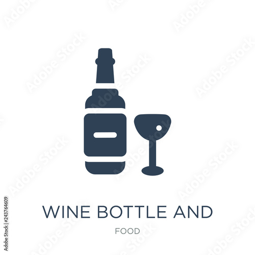 wine bottle and glass icon vector on white background, wine bott