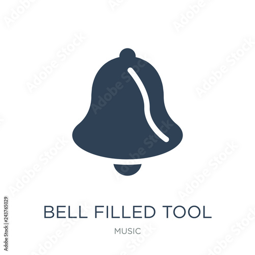 bell filled tool icon vector on white background, bell filled to