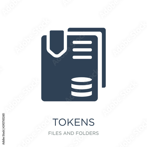 tokens icon vector on white background, tokens trendy filled ico