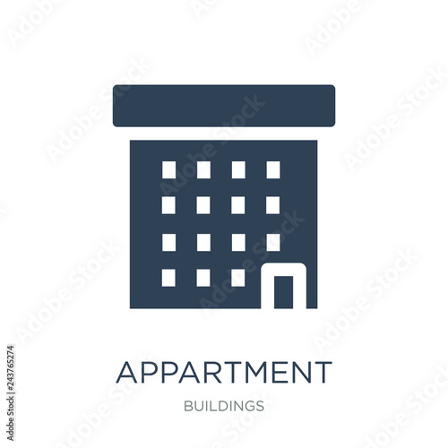 appartment icon vector on white background, appartment trendy fi