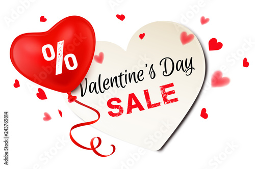 Herz Schild mit Herz Luftballon und Konfetti - Valentine's Day Sale 