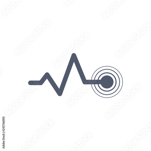 Heart beat monitor pulse line art with circles, vector icon for medical apps reports, presentations. Isolated illustration.