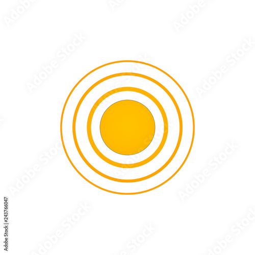 Radial, radiating circular element. Graphics for transmission, emission, radiation, spreading, expanding themes. vector illustration.