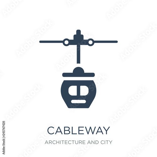 cableway icon vector on white background, cableway trendy filled