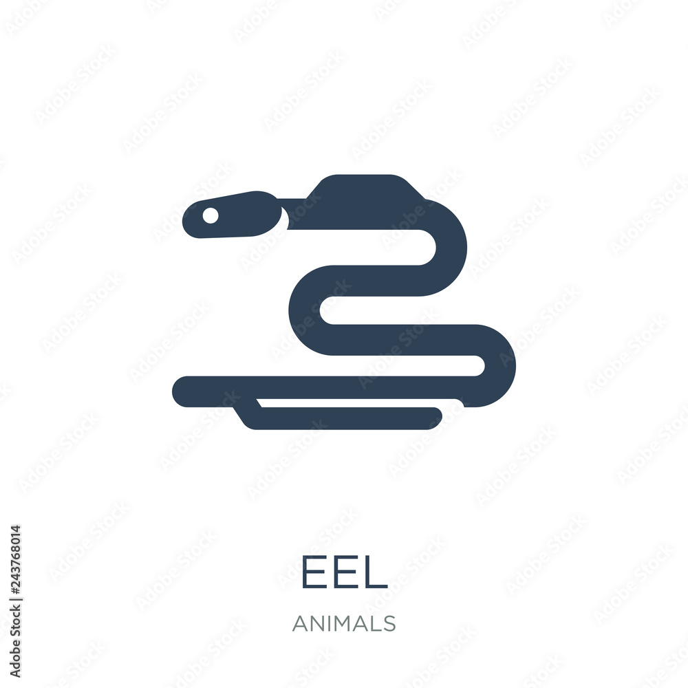 eel icon vector on white background, eel trendy filled icons fro