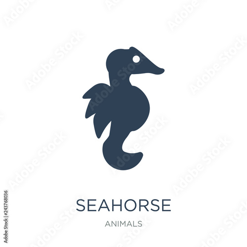 seahorse icon vector on white background, seahorse trendy filled