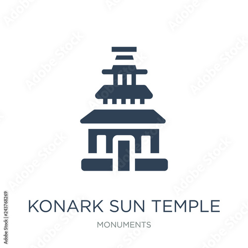konark sun temple icon vector on white background, konark sun te