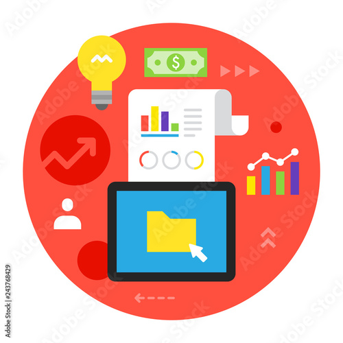 Designed to represent images of business affairs by simple icons flat design vector graphic style concept illustration.