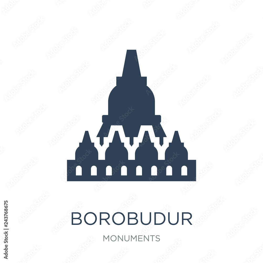 borobudur icon vector on white background, borobudur trendy fill