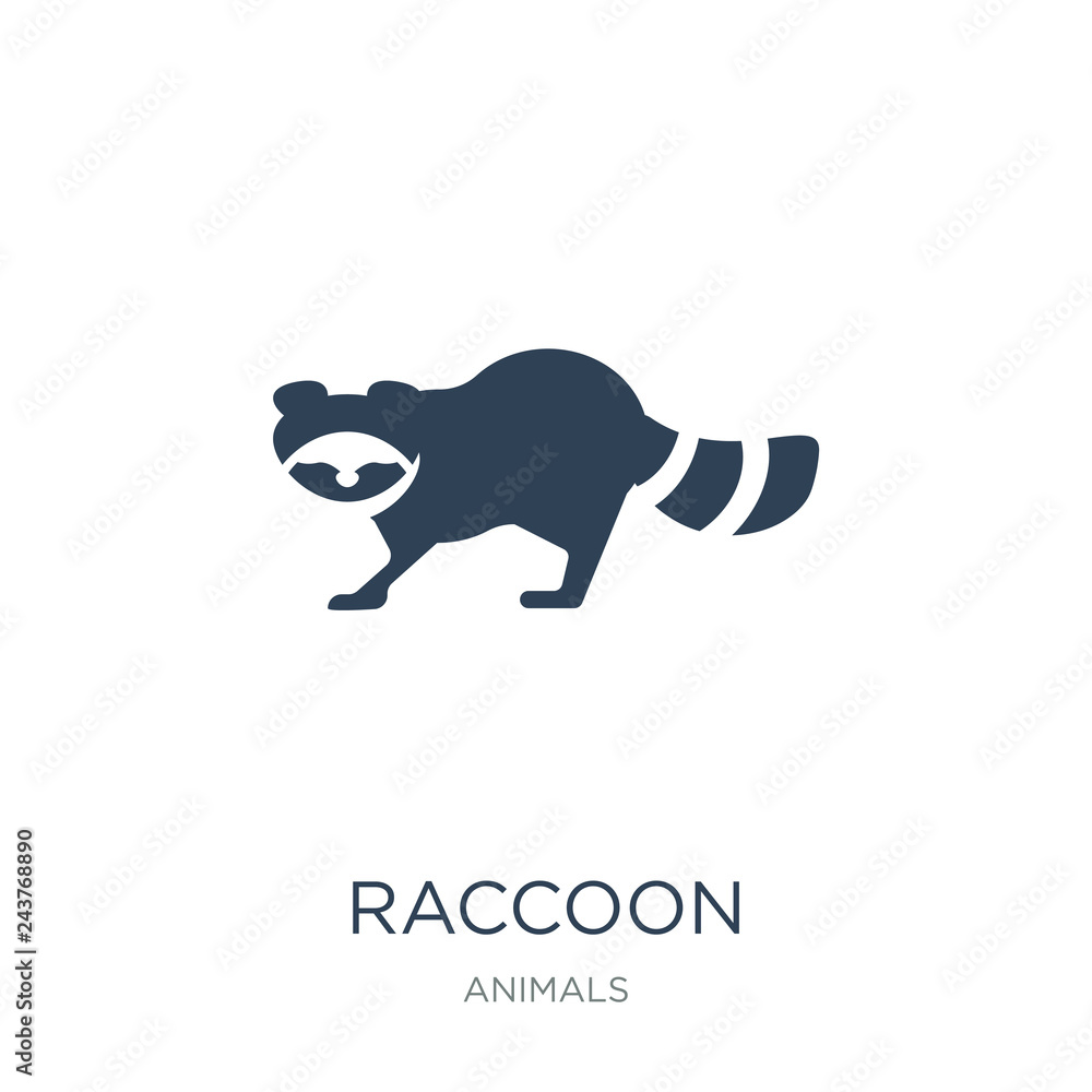 Fototapeta premium raccoon icon vector on white background, raccoon trendy filled i